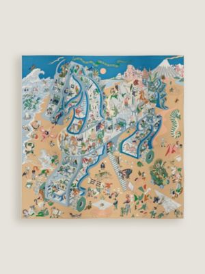 bleu azur/beige doré/vert