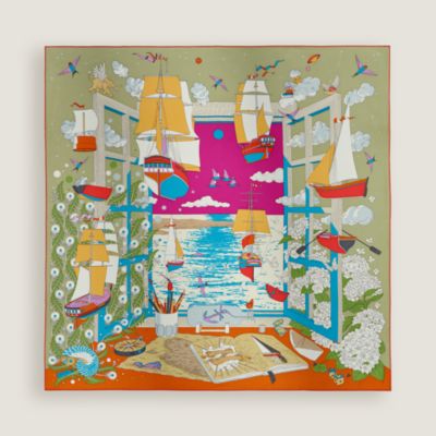 “诗意遨游”90方巾