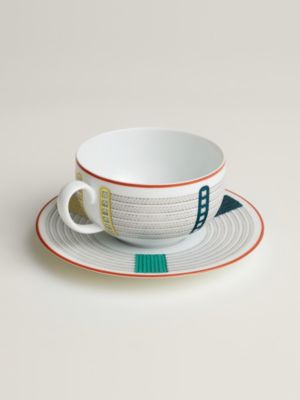Tressages Equestres breakfast cup and saucer, View: Back, back, view 3 of 3