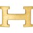 H belt buckle & Reversible leather strap 32&nbsp;mm, H Martelee, Metallic finish Yellow gold