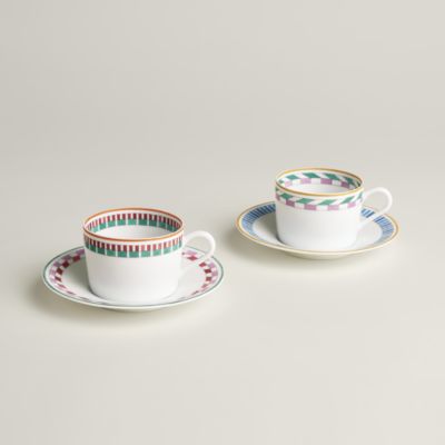 Hermès en Contrepoint set of 2 tea cups and saucers
