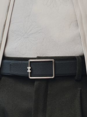 Tube H belt buckle & Reversible leather strap 38&nbsp;mm, View: Worn, worn, view 3 of 3