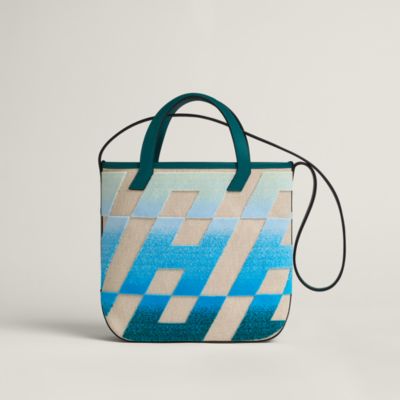 Hermes Cabas H en Biais Tote Canvas with Leather 27 at 1stDibs