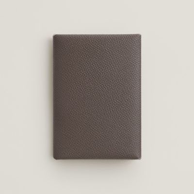 HERMES HERMES Calvi duo Card Case holder Epsom leather Etoupe Grey