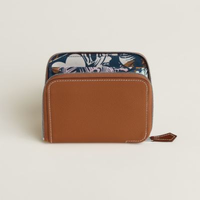 Silk'In Compact wallet - Brown | Hermès Mainland China