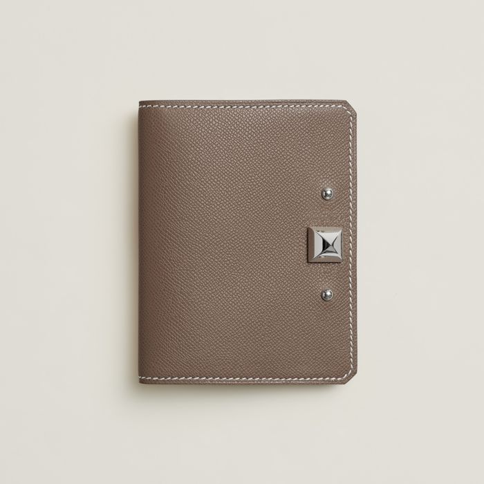 HERMES Calvi Unisex Calfskin Plain Leather Folding Wallet Card Holders  (H083035CK76)