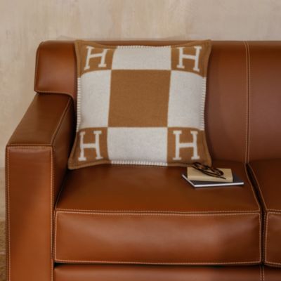 Coussin Hermès Yack'n'Dye 43x43 Cm - Gris Et Marron - Neuf - Fabriqué Au Népal