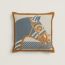 Cheval a la Couverture pillow, ocre/bleu