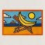 T'as la Banane beach towel, orange/jaune/bleu
