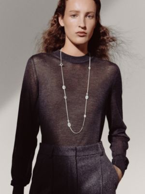 Point Sellier long necklace, View: Worn, worn, view 3 of 5