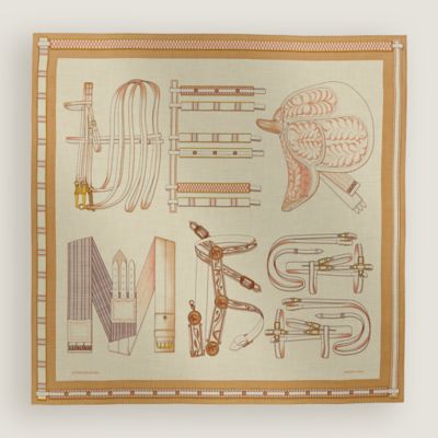 Lettres Equestres shawl 140 - Beige | Hermès Mainland China 