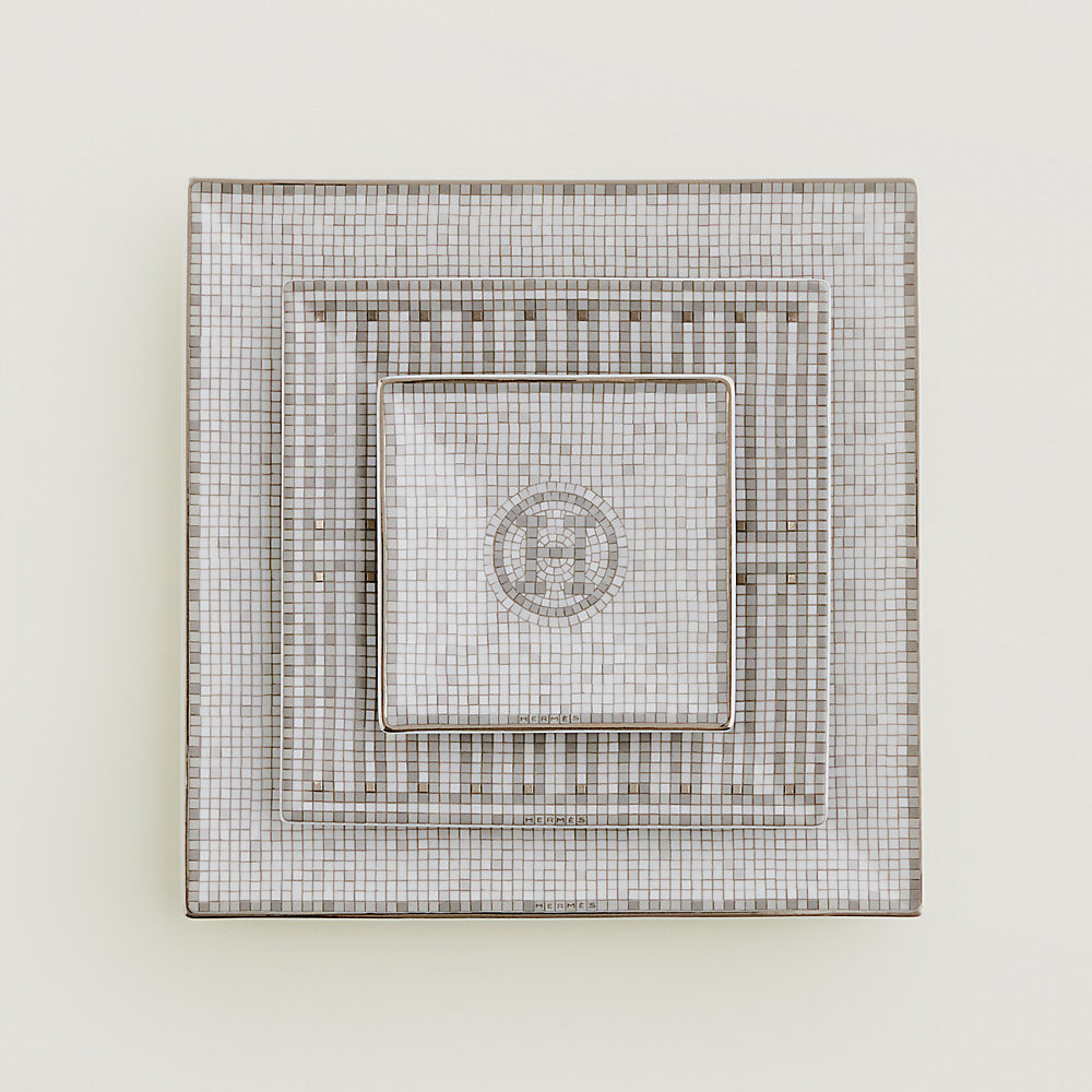 24铂金色马赛克”正方形餐盘3件套| Hermès - 爱马仕官网