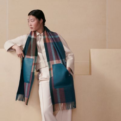 Tartan Poches Cuir Appliquees scarf