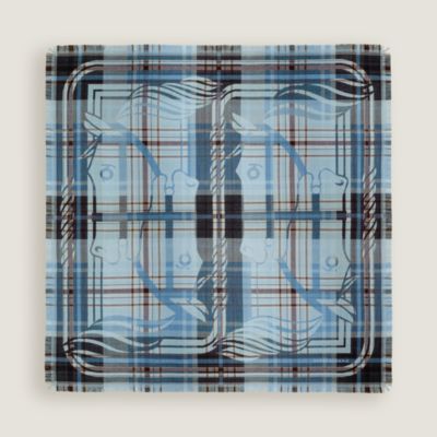 Quadrige Tartan fringed scarf 80