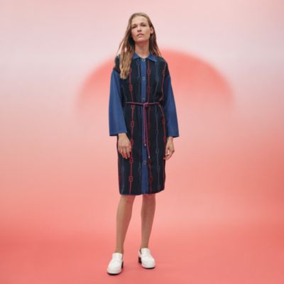 公式通販オンライン HERMES ドレスCanoe Chaines d´Ancres ネイビー