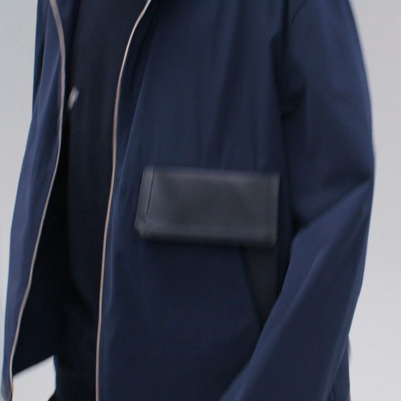 Hooded jacket with leather details | Hermès Mainland China