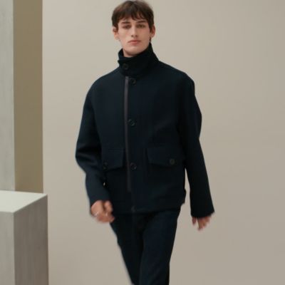 Straight cut jacket with leather detail, View: video, view 2 of 7