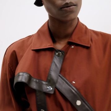 Asymmetric mixed leather coat | Hermès Mainland China