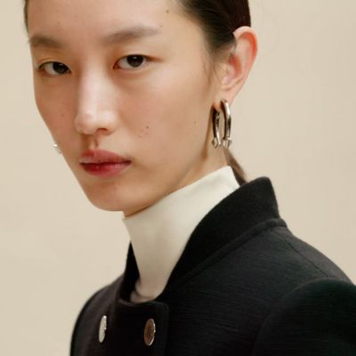 Short pea coat with leather details, view 2 of 7