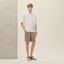 Short-sleeve straight cut shirt with notched collar, blanc