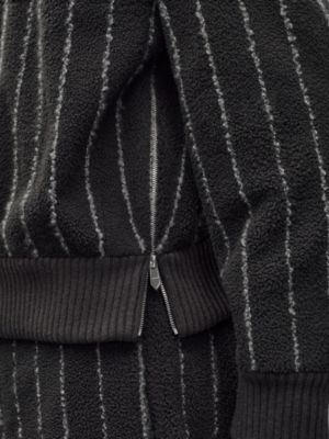 "Pinstripe" baby curly lambskin mock neck sweater, View: Worn, worn, view 6 of 7