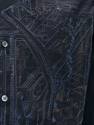 "Broderie cheval" straight cut shirt with Louis collar, View: front, front, view 6 of 6