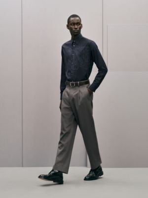 "Broderie cheval" straight cut shirt with Louis collar