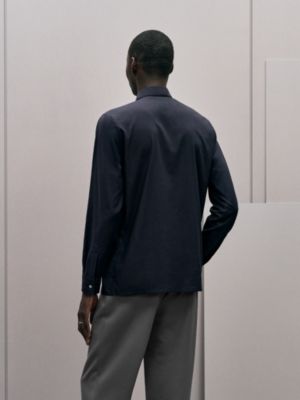 "Broderie cheval" straight cut shirt with Louis collar, View: Worn, worn, view 3 of 6