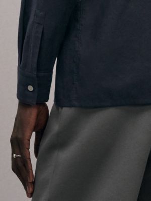 "Broderie cheval" straight cut shirt with Louis collar, View: Worn, worn, view 5 of 6