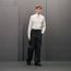 "Quadrigalop" straight cut shirt with Louis collar, blanc