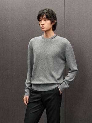 "H Bartack" crewneck cashmere sweater, View: Worn, worn, view 4 of 5