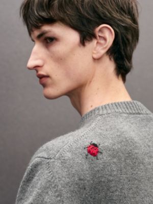 "Broderie coccinelle" crewneck cashmere sweater, View: Worn, worn, view 4 of 5