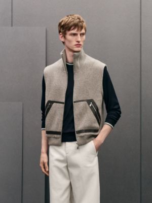 Vest with leather details	, View: Worn, worn, view 2 of 5