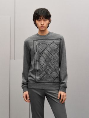 "Parcours Sans Faute Bandana" crewneck wool sweater, View: Worn, worn, view 2 of 5