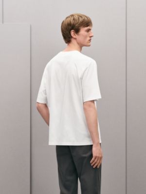 "H'Cheval" t-shirt with leather detail, View: Worn, worn, view 3 of 4