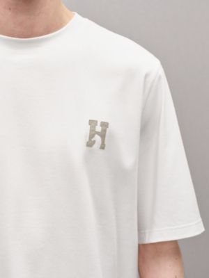 "H'Cheval" t-shirt with leather detail, View: Worn, worn, view 4 of 4