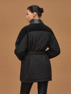 混搭皮革大衣, 视图: 图片：产品佩戴, worn, 当前为第4张（共9张）