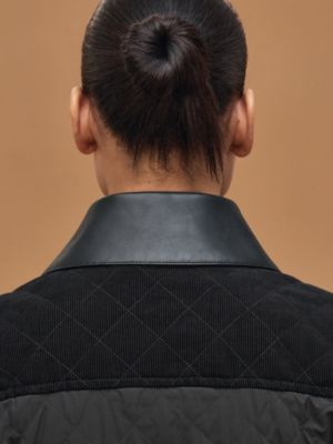 混搭皮革大衣, 视图: 图片：产品佩戴, worn, 当前为第6张（共9张）