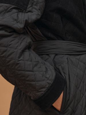 混搭皮革大衣, 视图: 图片：产品佩戴, worn, 当前为第8张（共9张）