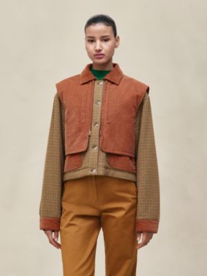混搭材质可调节山羊绒夹克, 视图: 图片：产品佩戴, worn, 当前为第3张（共9张）