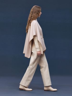 腰带和皮革细节山羊绒斗篷, 视图: 图片：产品佩戴, worn, 当前为第3张（共9张）