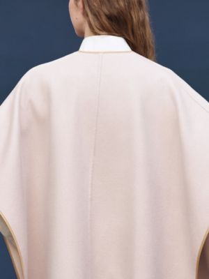 腰带和皮革细节山羊绒斗篷, 视图: 图片：产品佩戴, worn, 当前为第8张（共9张）