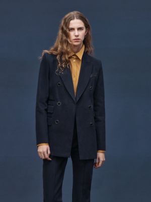混搭皮革西服夹克, 视图: 图片：产品佩戴, worn, 当前为第3张（共7张）