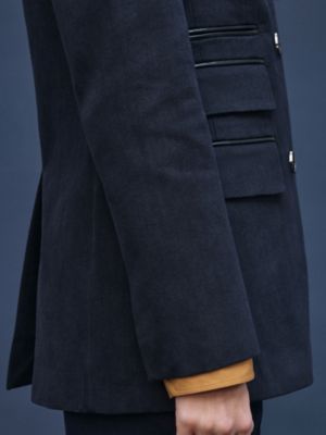 混搭皮革西服夹克, 视图: 图片：产品佩戴, worn, 当前为第6张（共7张）