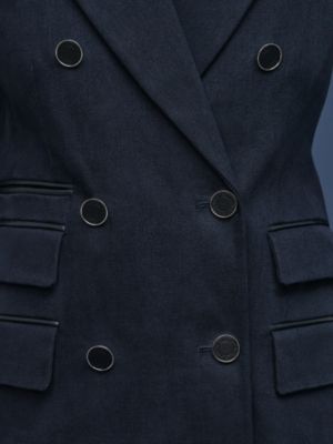 混搭皮革西服夹克, 视图: 图片：产品佩戴, worn, 当前为第7张（共7张）