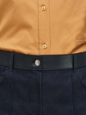混搭皮革烟管裤, 视图: 图片：产品佩戴, worn, 当前为第6张（共6张）