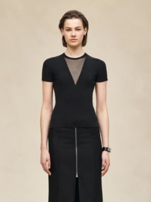 山羊绒短袖套头衫, 视图: 图片：产品佩戴, worn, 当前为第2张（共5张）
