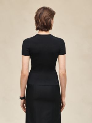 山羊绒短袖套头衫, 视图: 图片：产品佩戴, worn, 当前为第3张（共5张）