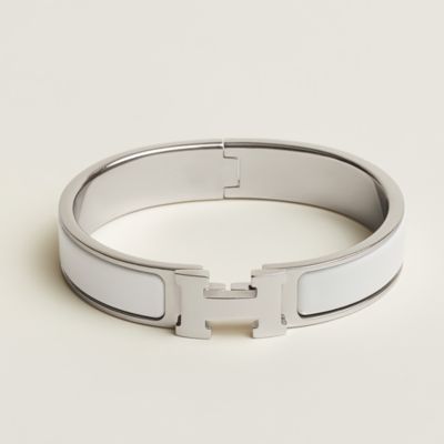 hermes bracelet silver and white