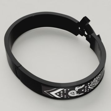 Clic HH Bandana So Black bracelet - White | Hermès Mainland China